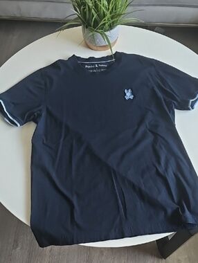 Psycho Bunny Navy Short-Sleeve Tee with Light Blue Logo